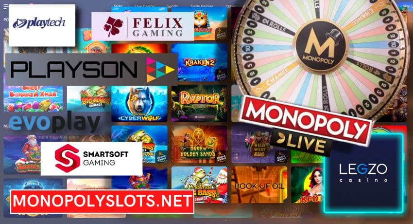 At LEGZO Casino you will find Monopoly Live, Monopoly Big Baller and other MONOPOLY slots pictured.