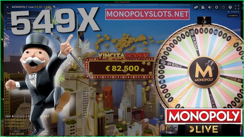 Big Win in the Monopoly Live Bonus Game pictured.