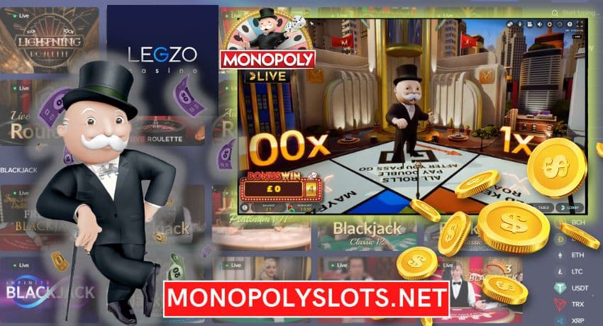 Bonus round in the Monopoly Live game at LEGZO Casino pictured.