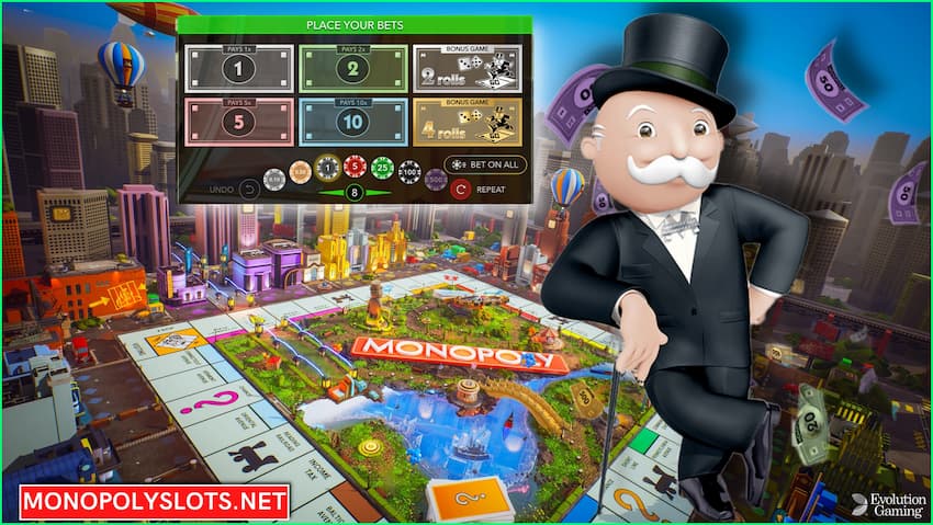 Free Spins in the Monopoly Live Bonus Game pictured.