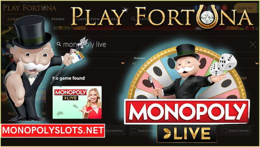 PlayFortuna casino review at Monopolyslots.net pictured.