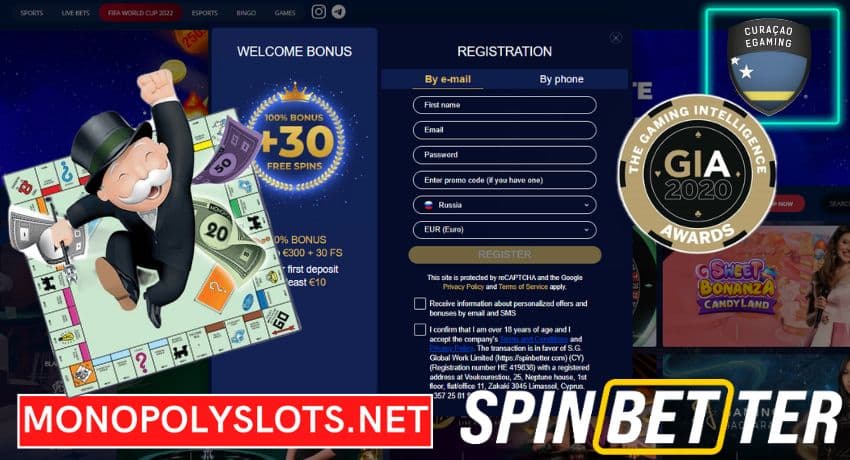 Register with bonus code FREESPINWIN and receive 150 free spins with no deposit at SPINBETTER Casino pictured.