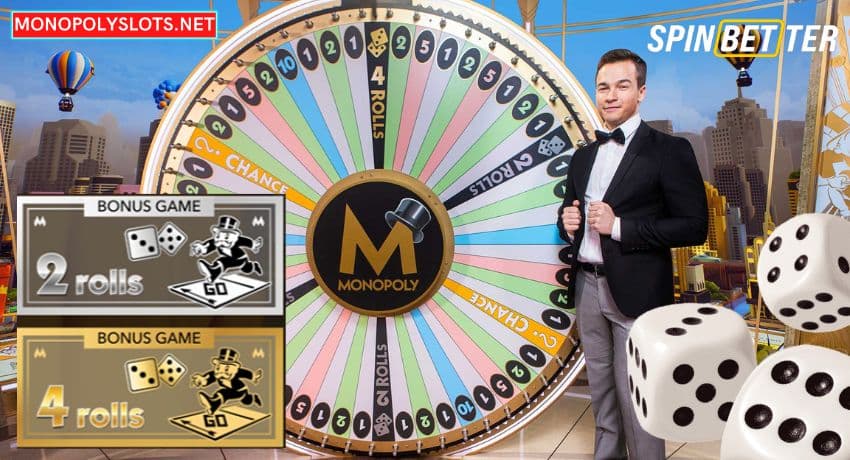 Spin the wheel of fortune in Monopoly Live at the hip Spinbetter Casino pictured.