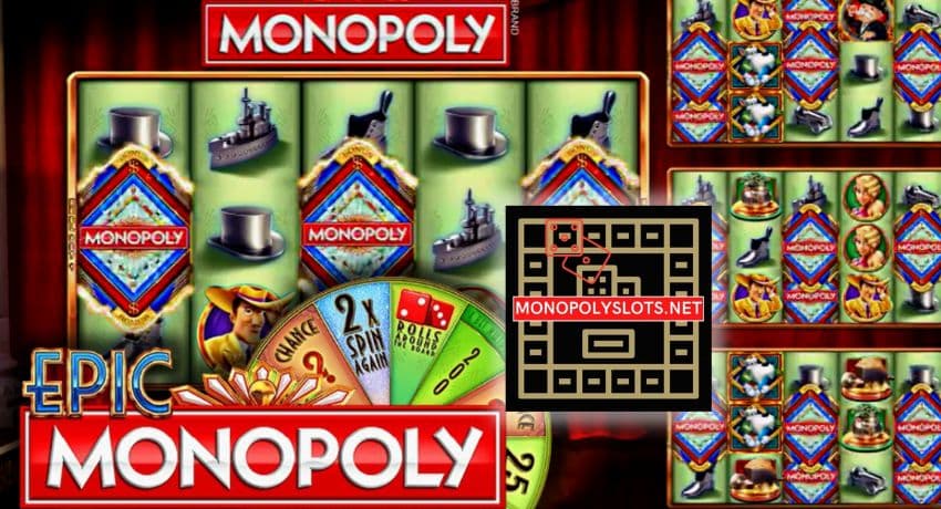 Land on chance and community chest spaces to trigger bonus rounds and free spins in Epic Monopoly from WMS Gaming pictured.