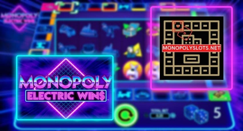 Six reels, instead of the classic three or five, are featured in the Monopoly Electric Wins slot machine pictured.